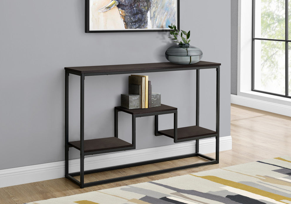 Accent Table Console Entryway Narrow Sofa Bedroom Metal Brown