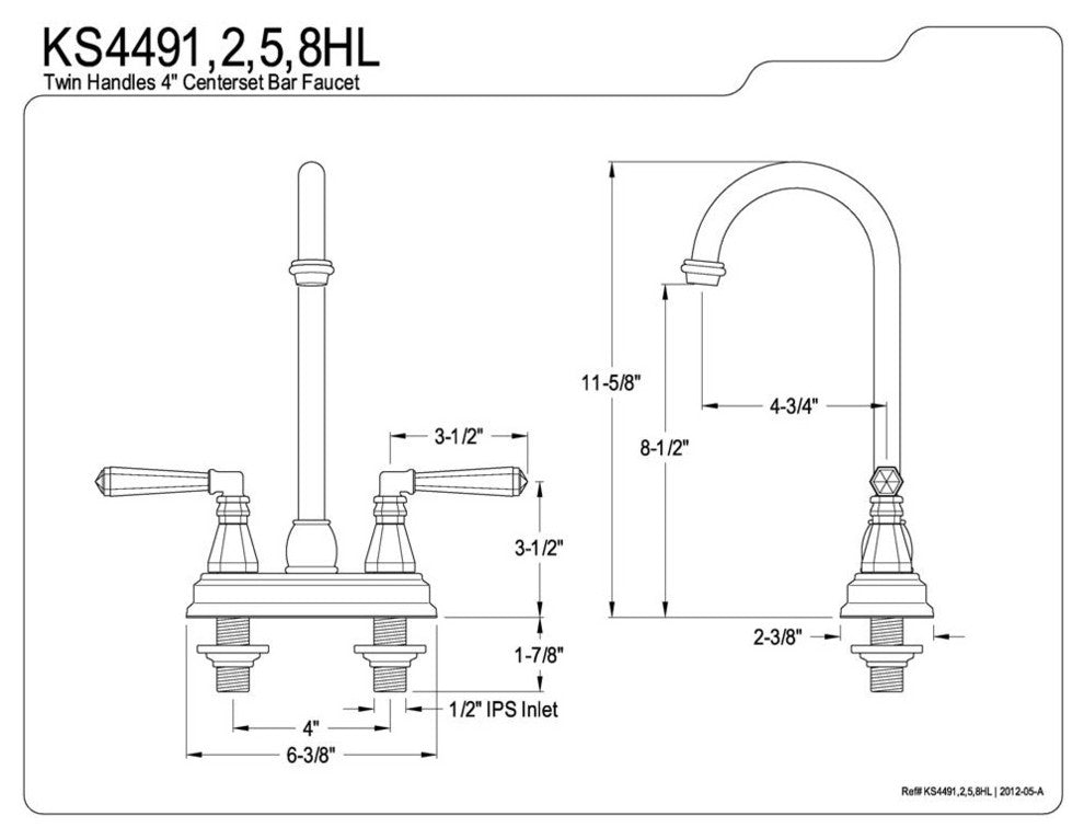 Metropolitan Satin Nickel Two Handle 4" Centerset Bar Faucet KS4498HL