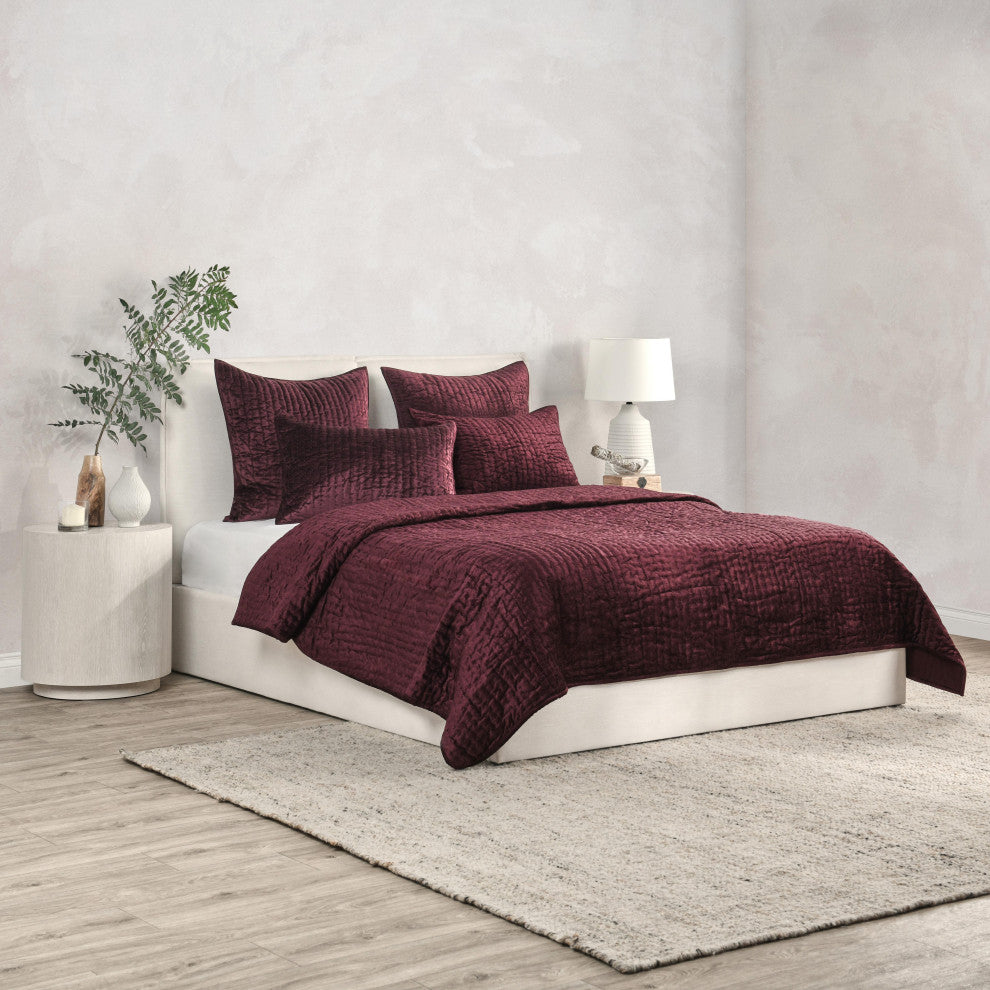 Dimitry 100% Rayon Velvet Shams by Kosas Home, Red, King
