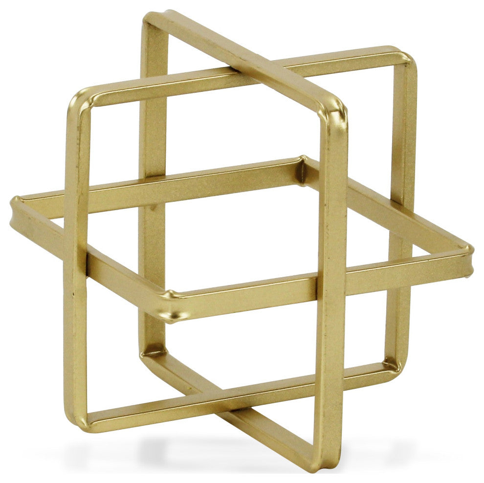 Alle Golden Geometric Decor Cube - Large