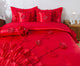 Red Rose Satin Ruffle Floral Romantic Victorian Comforter Bedding Set, King
