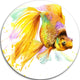 Gold Fish Illustration, Animal Painting Disc Metal Wall Art, 11"
