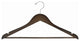 Flat Wooden Suit Hanger With Bar, Walnut and Chrome, Set of 25