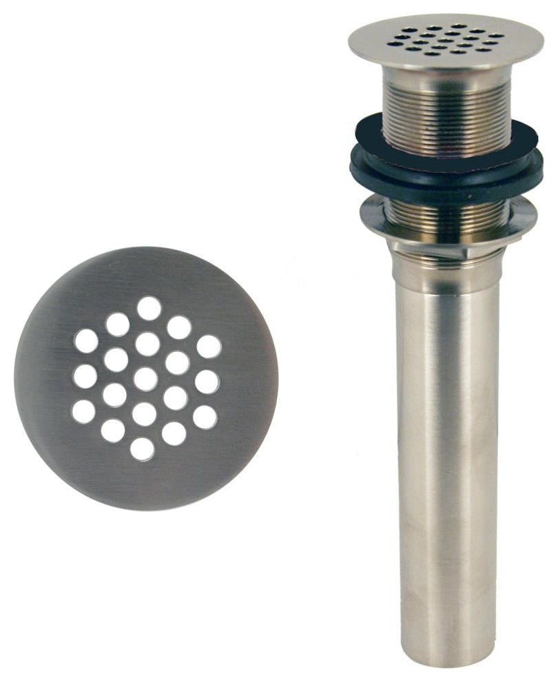Grid Strainer Lavatory Drain W, O Overflow Holes, Exposed, Satin Nickel