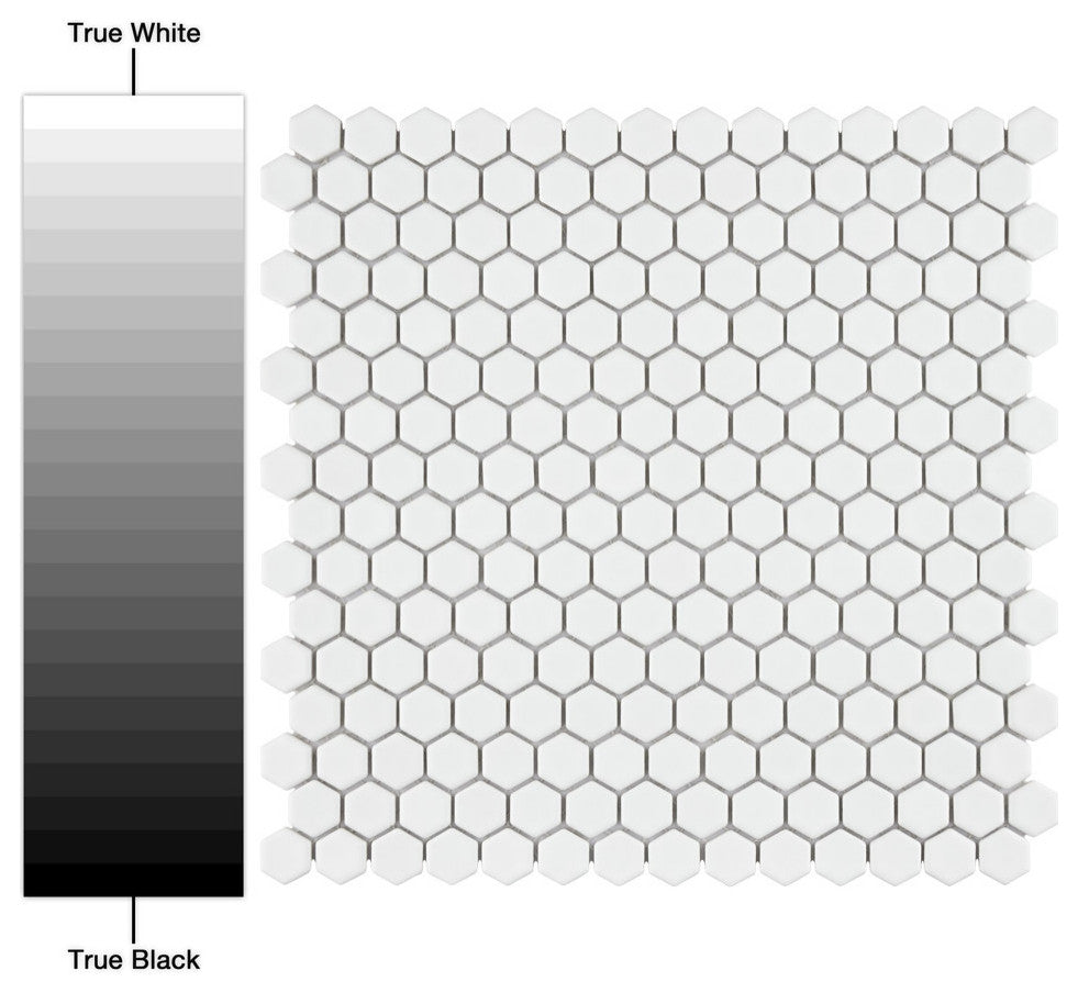 Colmena Hex Porcelain Floor and Wall Mosaic Tile, Matte White