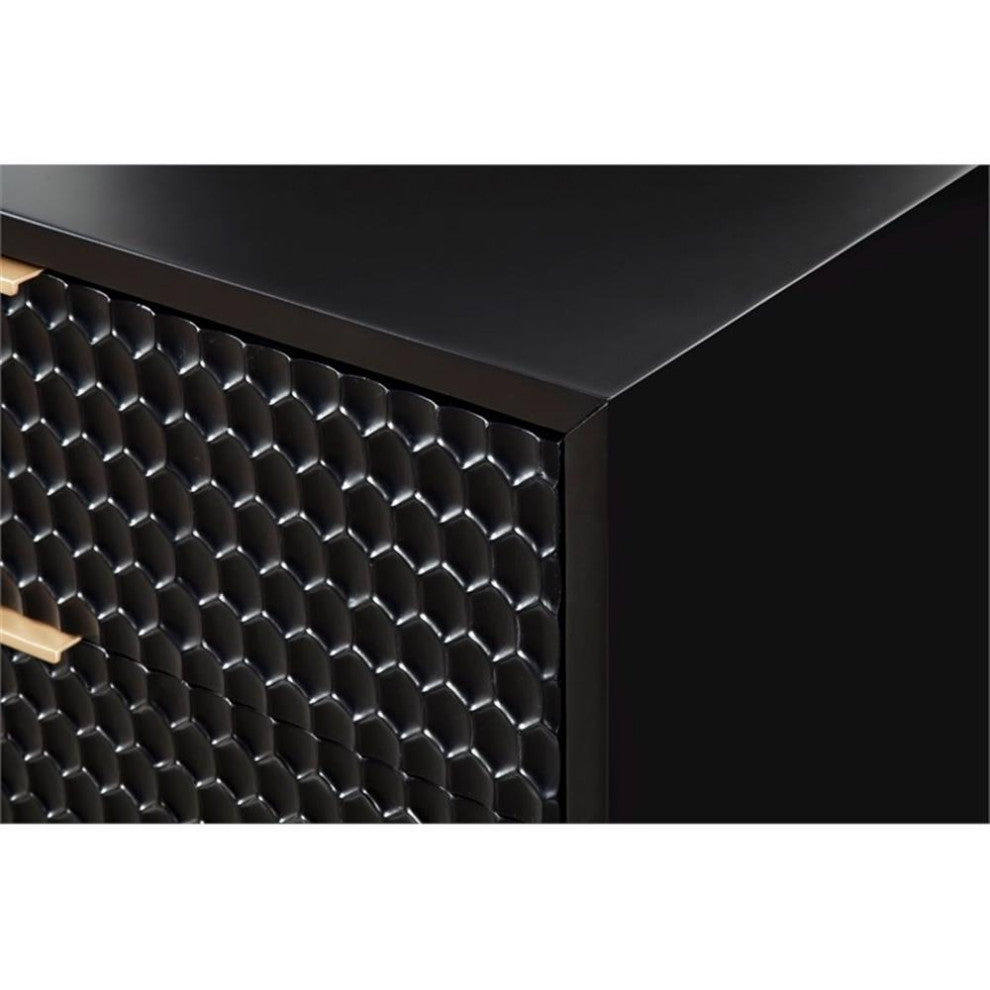 Origins by Alpine Black Pearl Five Drawer Wood Chest in Black