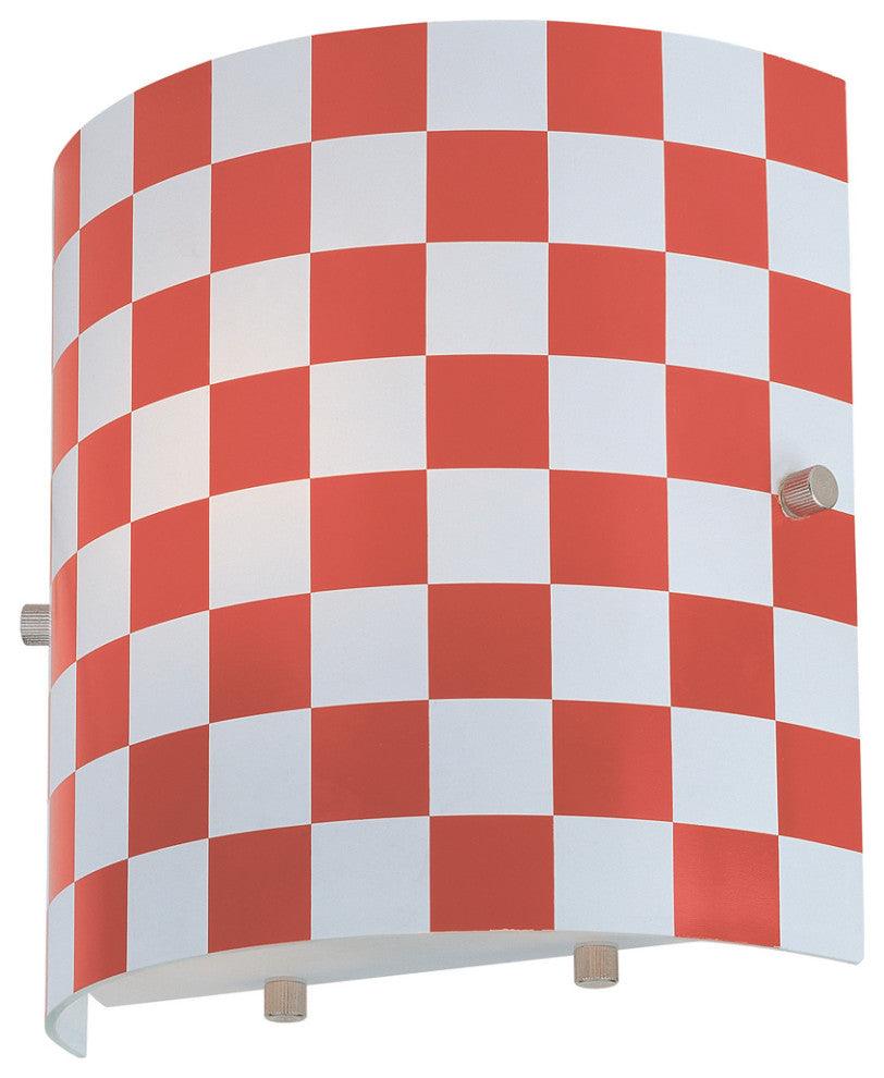Checker Wall Sconce in Red Check Glass Shade E27 Type A15 60W