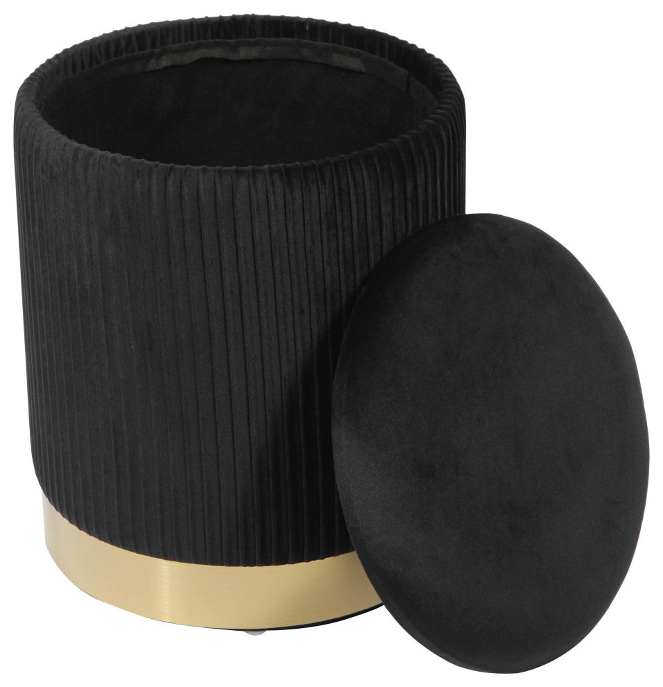 Zoe Black Velvet Storage Ottoman