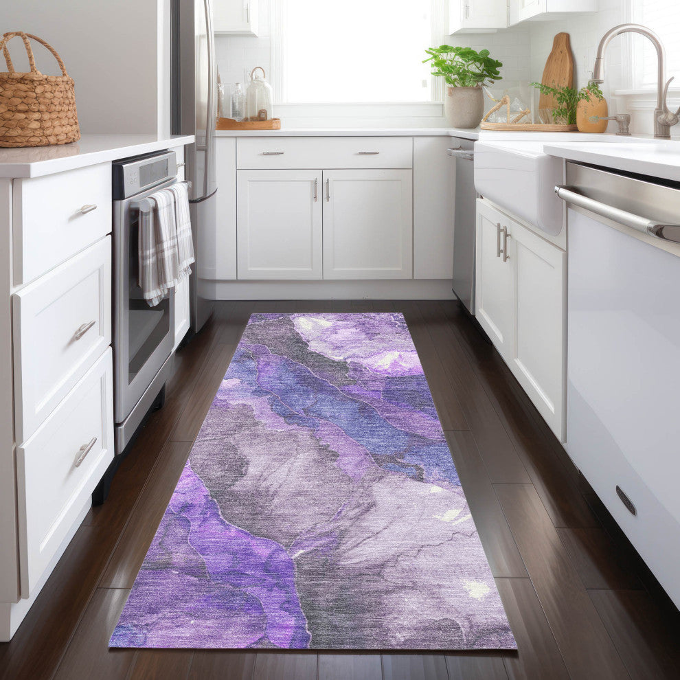 Machine Washable Indoor/Outdoor Chantille ACN1864 Violet 2'3" x 7'6" Runner Rug