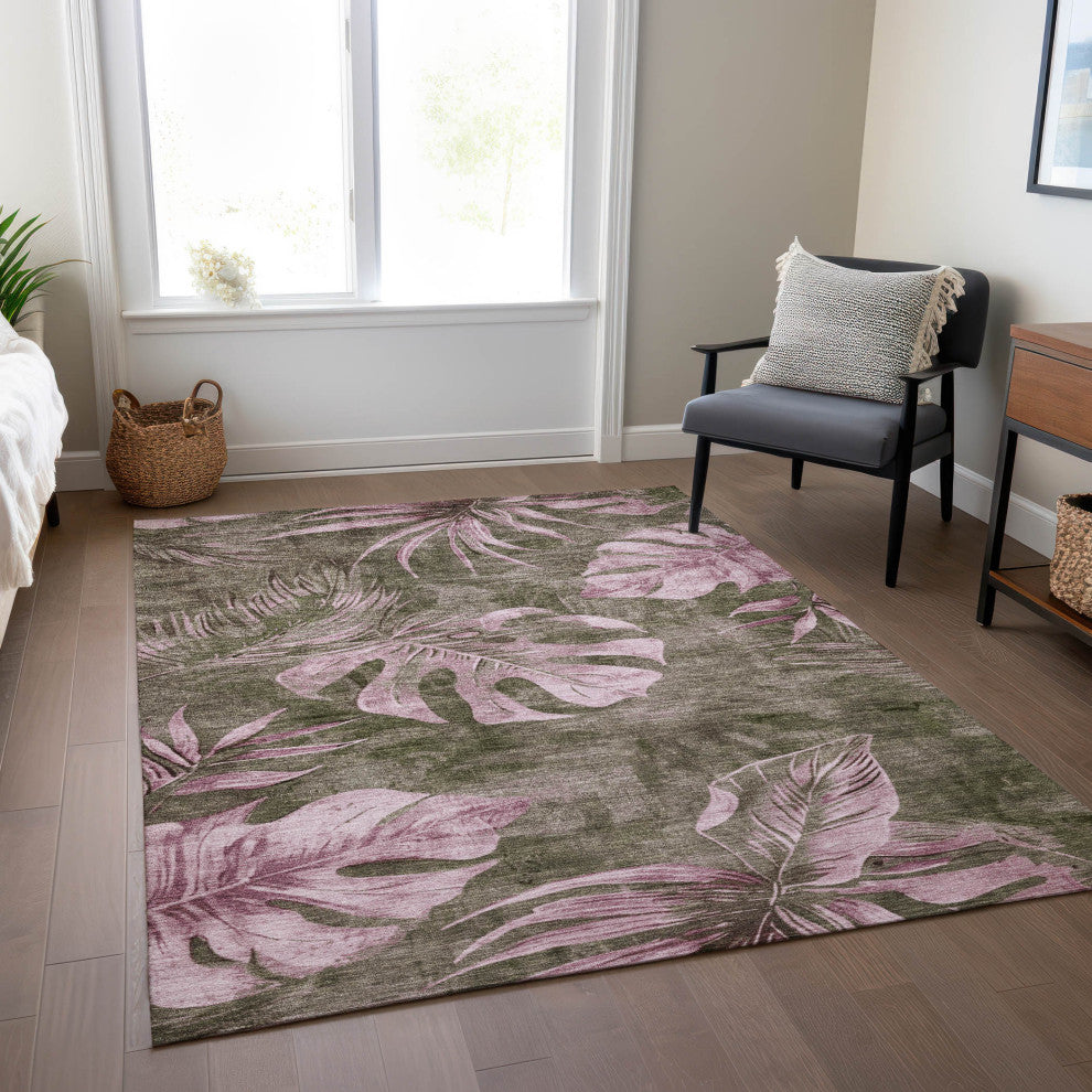 Machine Washable Indoor/Outdoor Chantille ACN1887 Brown 3' x 5' Rug