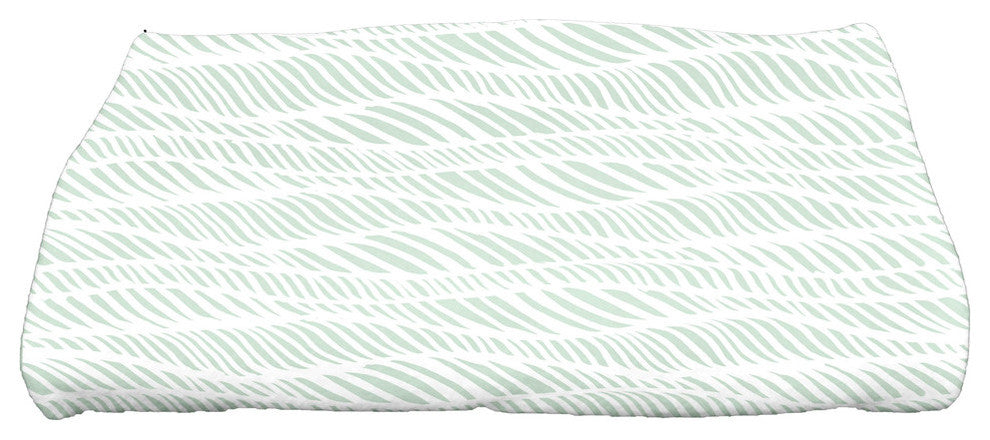 Rolling Waves, Geometric Print Bath Towel, Green
