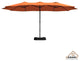 Orange 15ft solar energy LED patio umbrella with crank and base