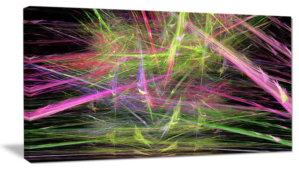 Green Pink Magical Fractal Pattern, Abstract Canvas Wall Art, 40x20
