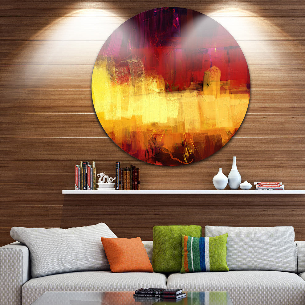 Textured Digital Abstract Art, Abstract Disc Metal Wall Art, 11"