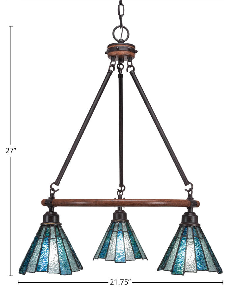 Blacksmith 3-Light Chandelier, Sea Ice Art