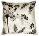 Pillow Decor - White with Black Spring Flower and Ferns Pillow