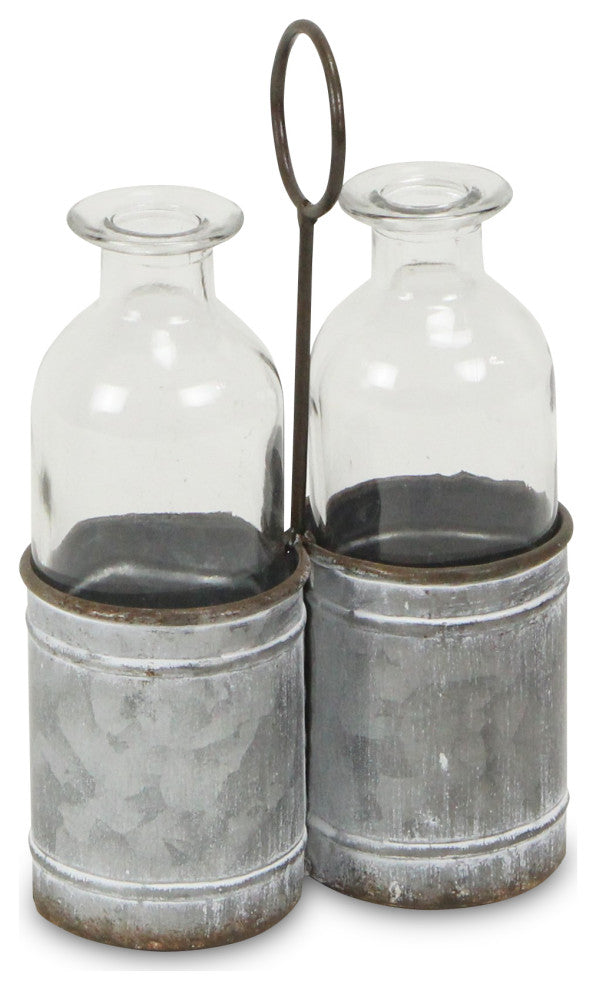 2 Slot Galvanized Metal Jar Holder