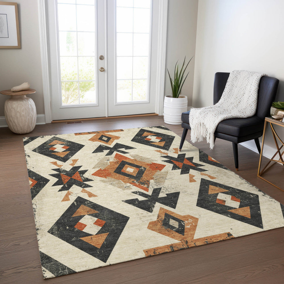 Machine Washable Indoor/Outdoor Chantille ACN1882 Ivory 8' x 10' Rug