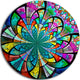 Multi Color Fractal Flower Pattern, Modern Floral Round Wall Art, 11"