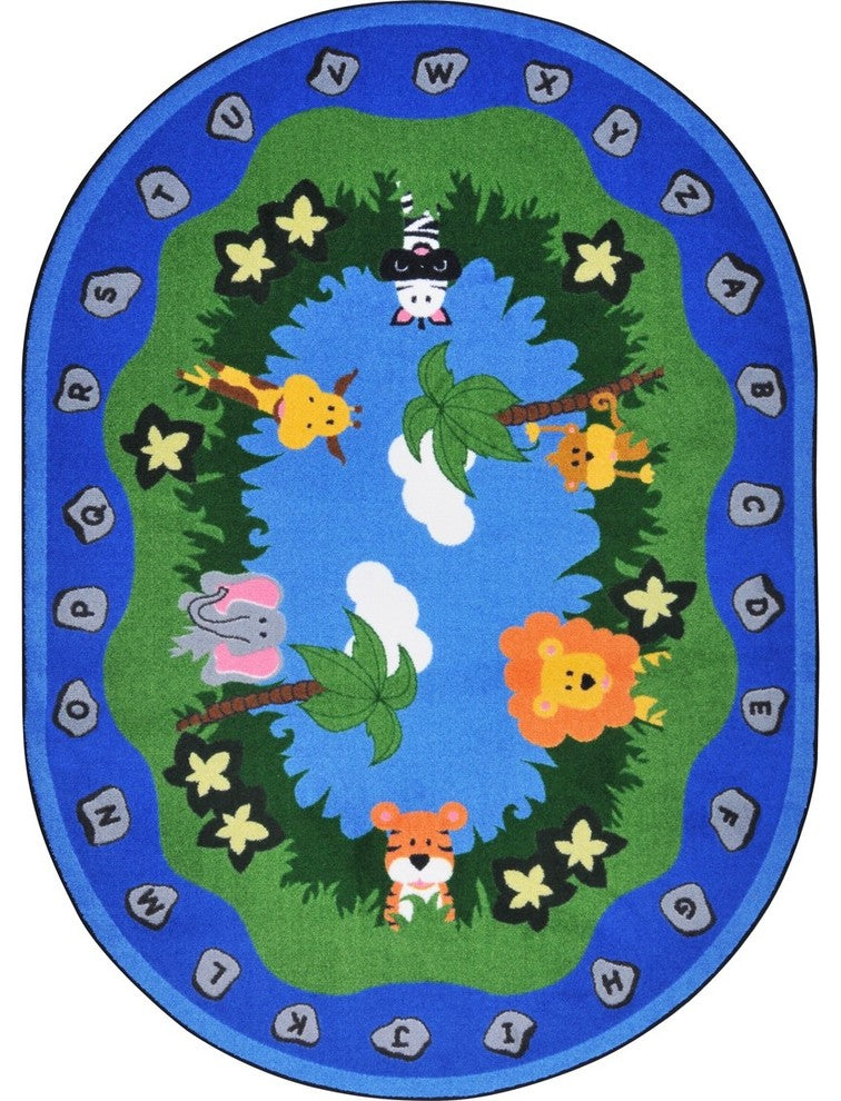 Kid Essentials Rug, Jungle Peeps, 7'8"x10'9" Oval