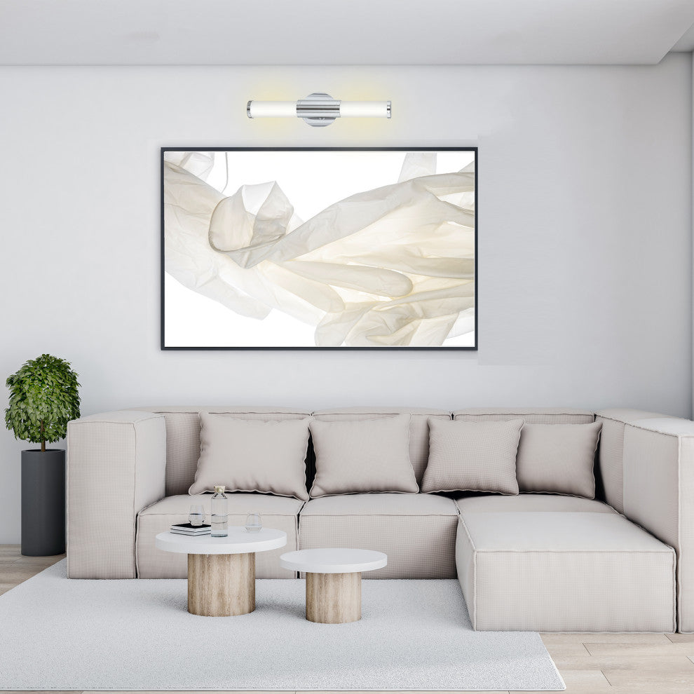 1x11W LED Vanity Wall Light, Chrome Finish, Opal Glass