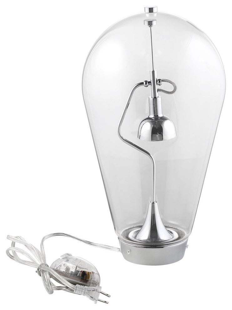 Modern Urban Contemporary Glass Top Table Lamp, Silver Glass