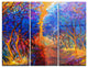 "Blue Autumn Forest" Glossy Metal Wall Art, 3 Panels, 36"x28"