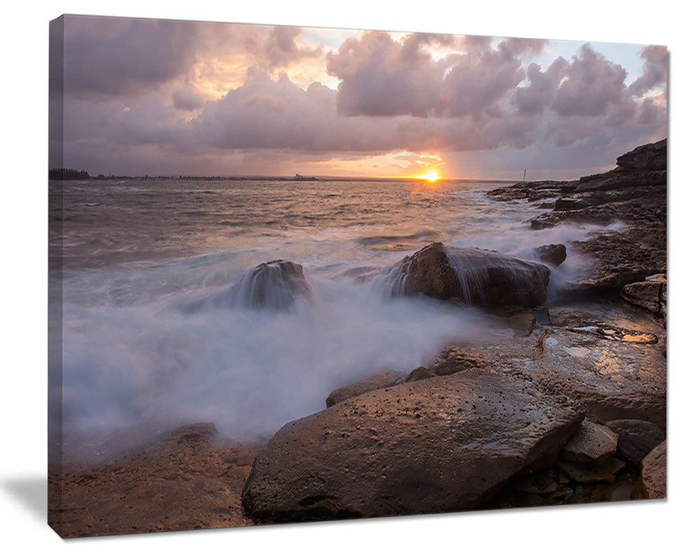 "Waves Hitting Rocks in Australia Coastline" Canvas Print40"x30"