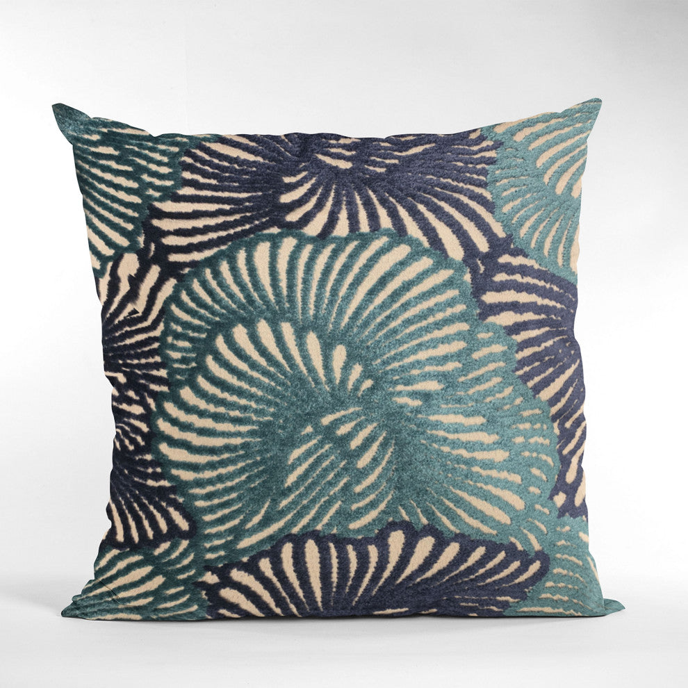 Plutus Blue Plush Damask Luxury Throw Pillow, 20"x20"