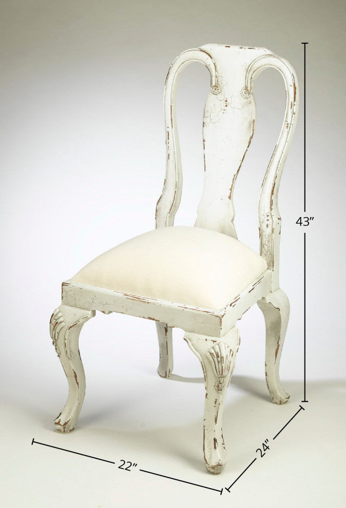 Wooden Upholstered Side Chair, White