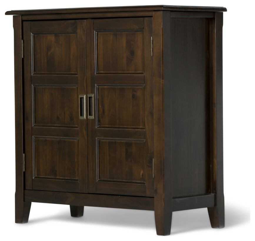 Burlington Solid Wood Low Storage Cabinet, Mahogany Brown