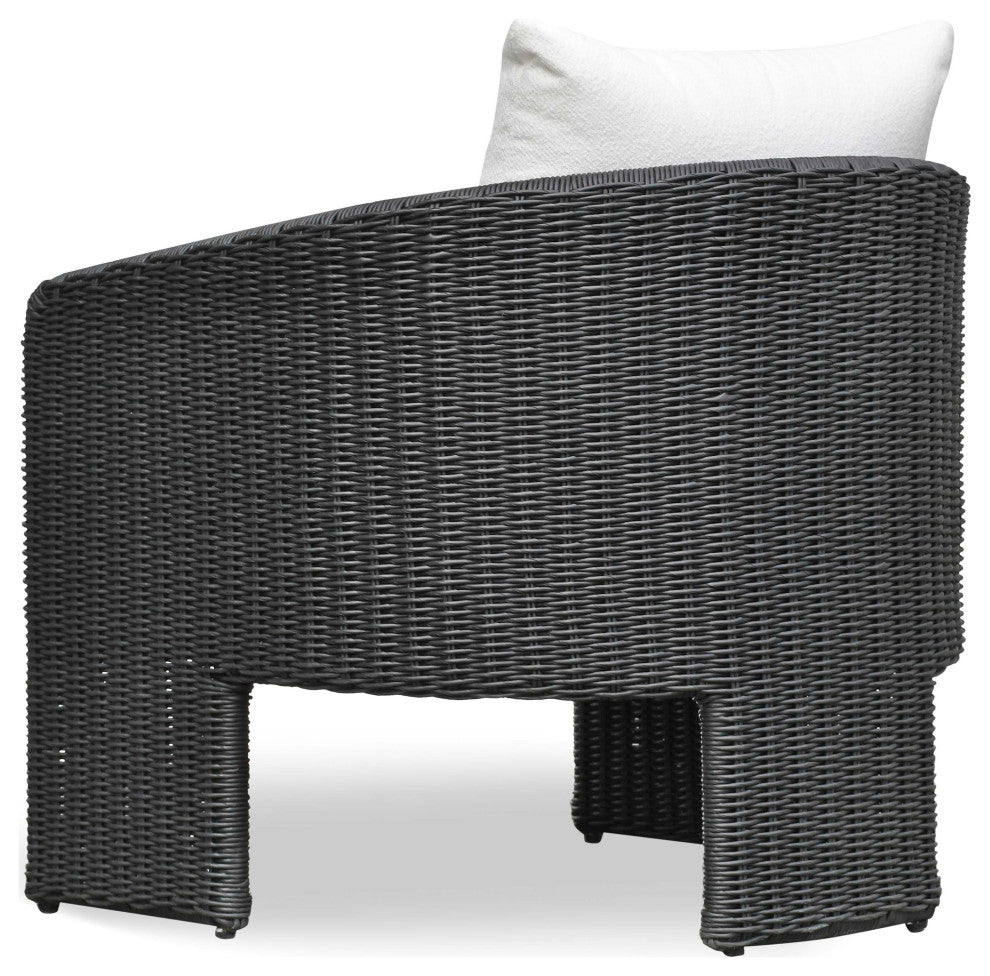 Alexa Rattan Performance Fabric Outdoor Armchair, Black