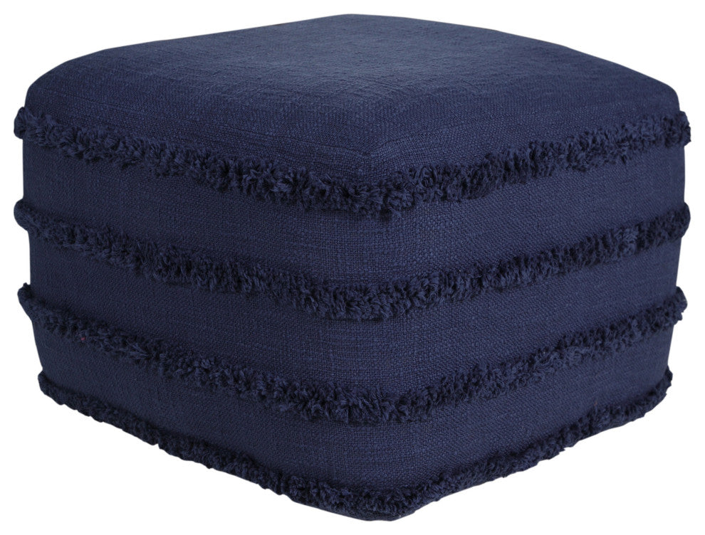 Solid Textured Stripe Pouf Ottoman