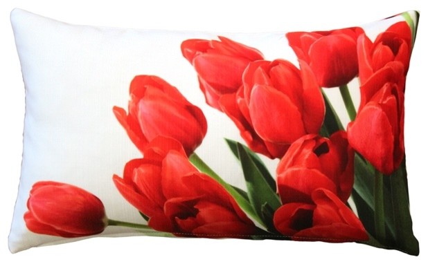 Pillow Decor - Spring Tulips Throw Pillow 12x20