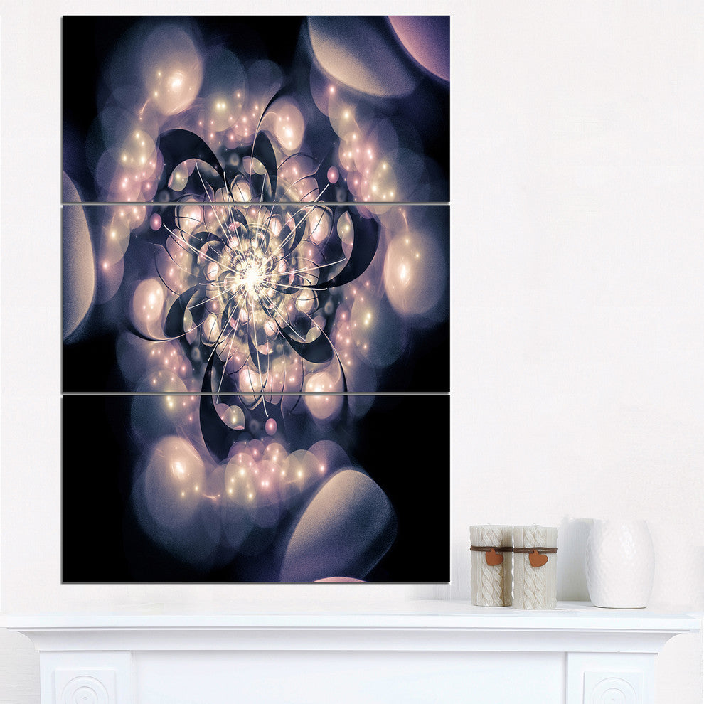 "Light Blue Fractal Flower Pattern" Digital Metal Wall Art, 3 Panels, 28"x36"