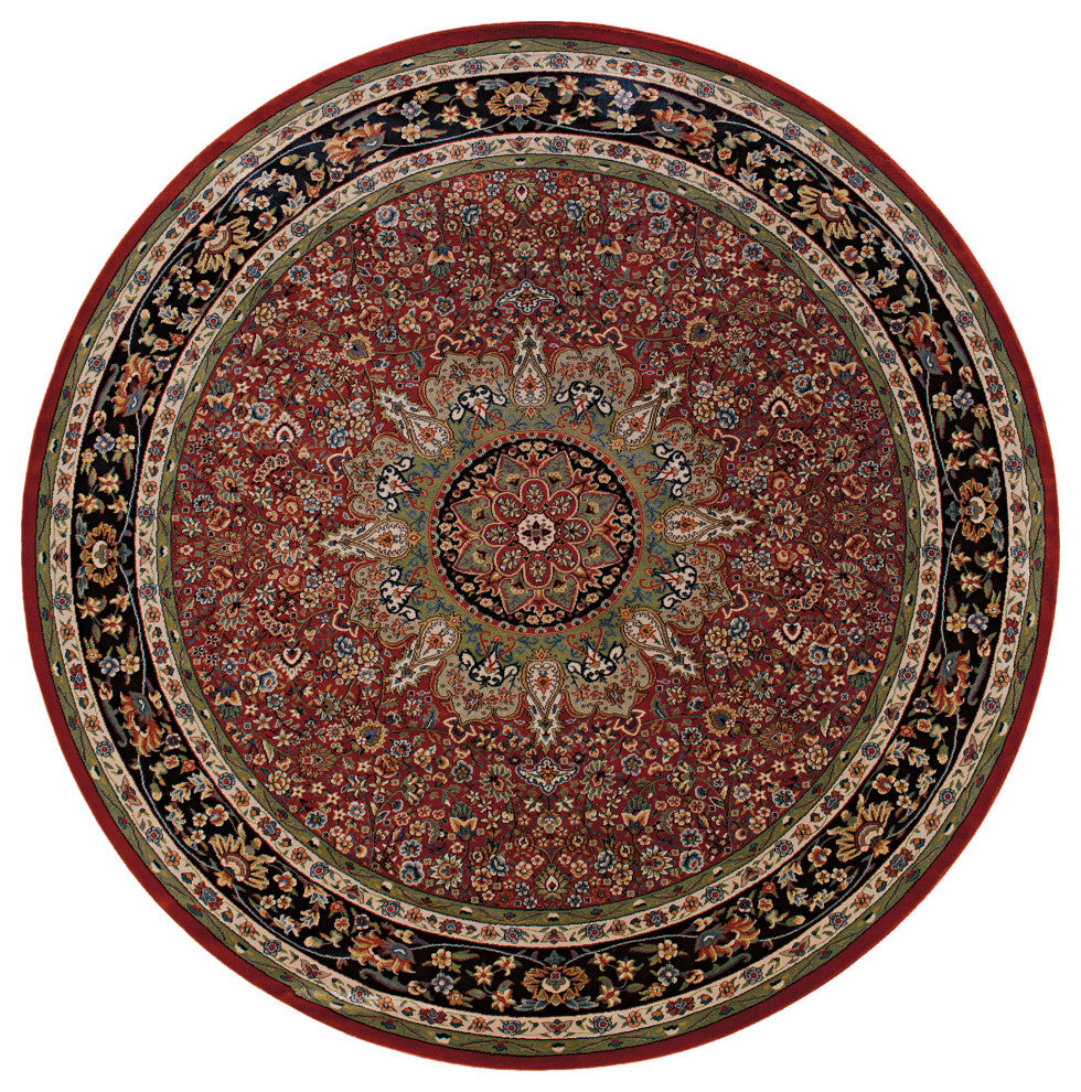 Aiden Traditional Vintage Inspired Red/Blue Rug, 6' Round