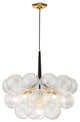 Contemporary 6-Light Twisted Clear Glass Globe Chandelier, Black/Gold