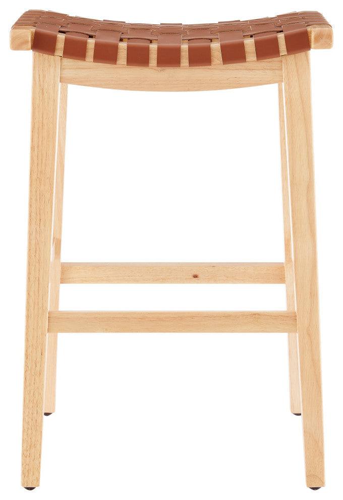 Marco PU Backless Counter Stool, Ochre Brown/Natural