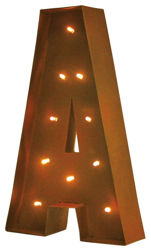Rustic Vintage 11" Decorative LED Light Glow Letters - Rust Patina Aged Look Gl