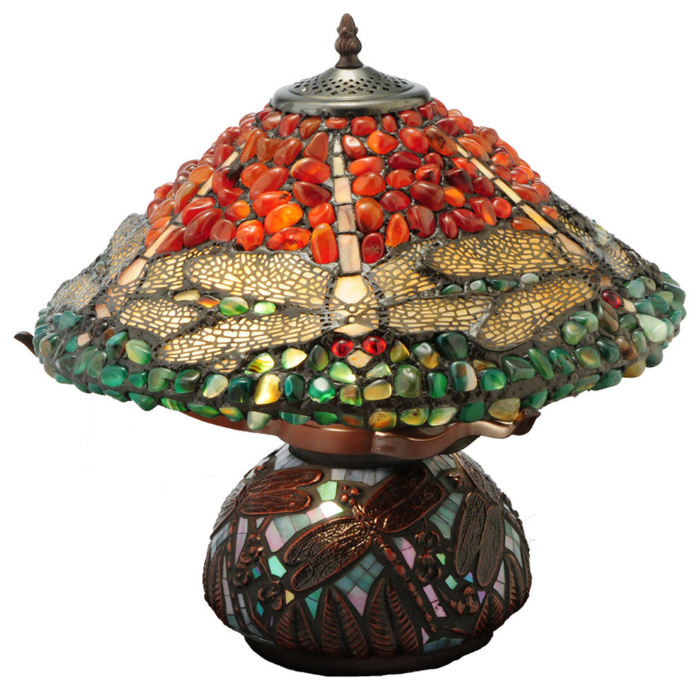 Meyda lighting 138101 16.5"H Dragonfly Polished Agata Table Lamp