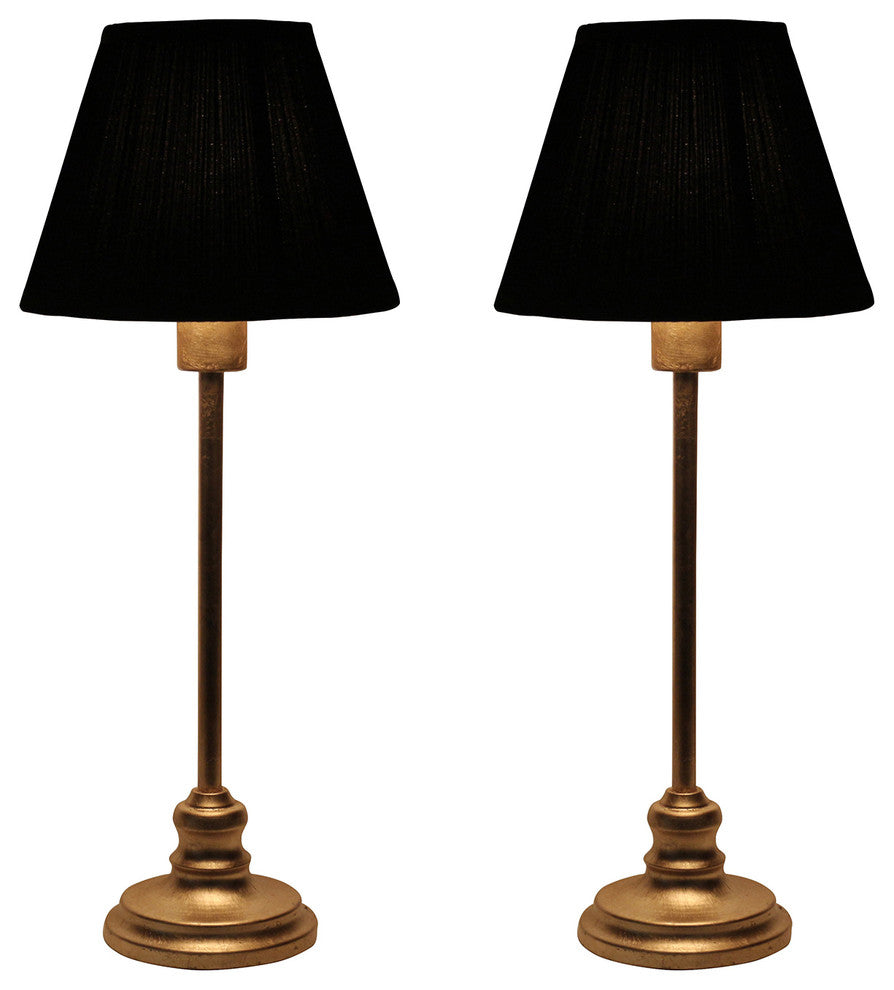 Urbanest, Set of 2, Modello Lamps, Antique Gold With Black Shades, 22 1/2" Tall