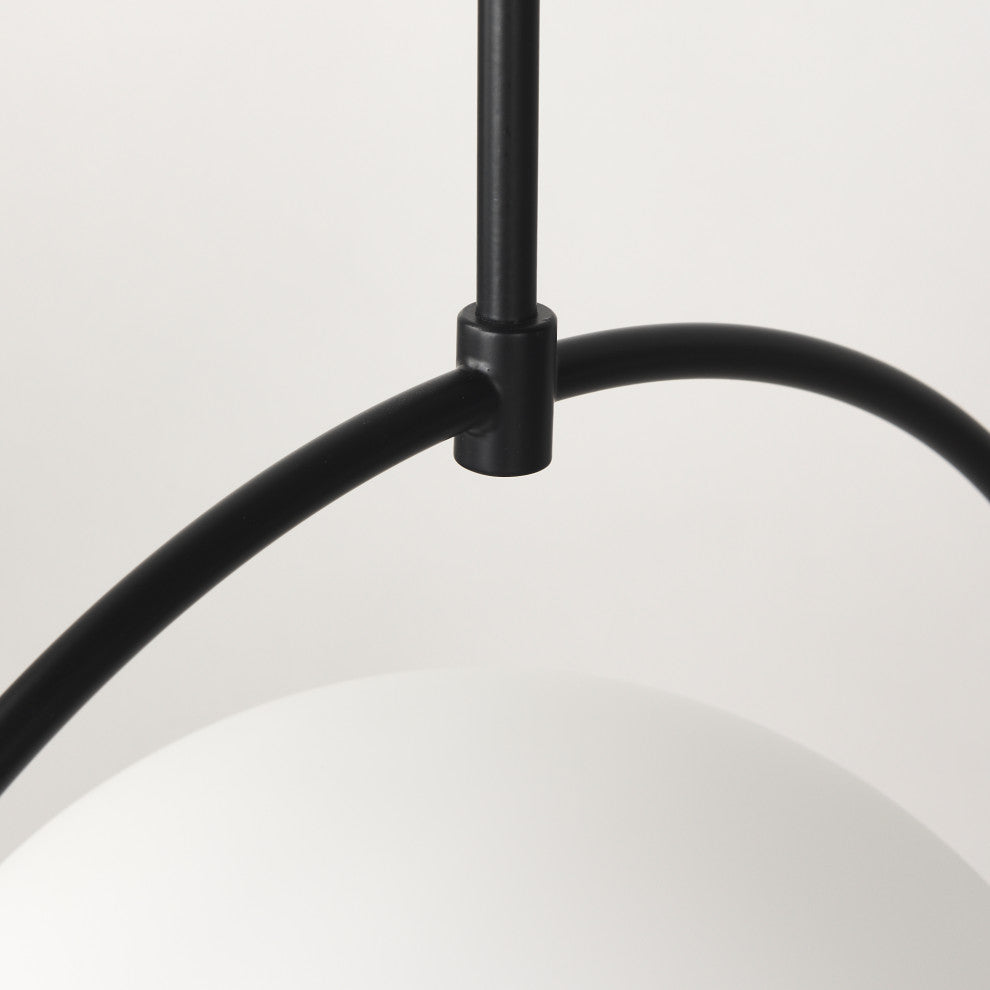 Farrah Frosted Glass Globe set, Matte Black Metal Pendant Ceiling Light