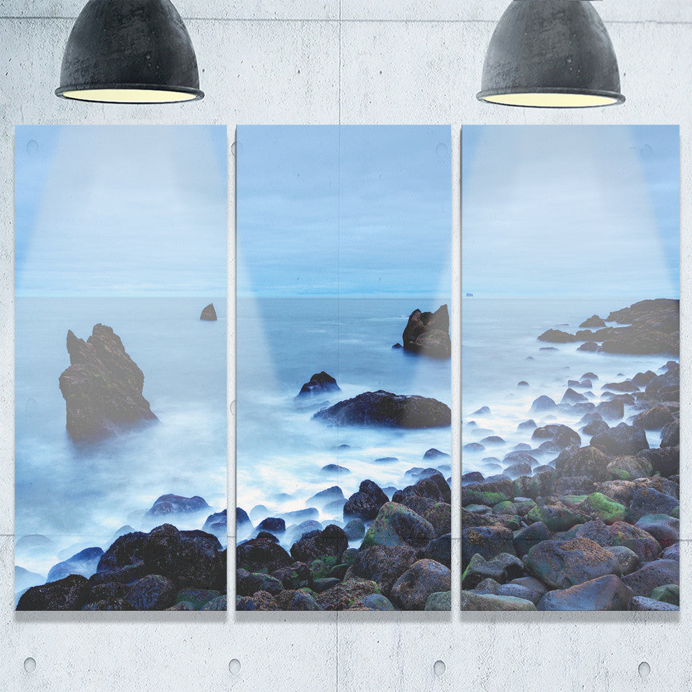 "Rocky Coast near Raykjanes" Metal Wall Art, 3 Panels, 36"x28"