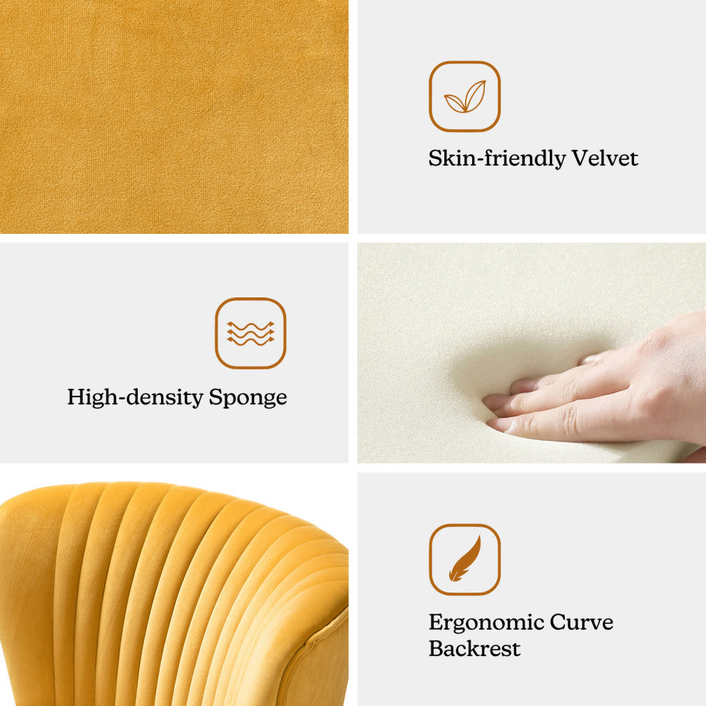 Velvet Accent Dining Chair, Mustard