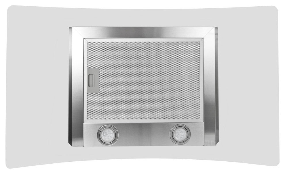 Modern Stainless Steel Wall Mount Range Hoods With Glass Canopy, 30"