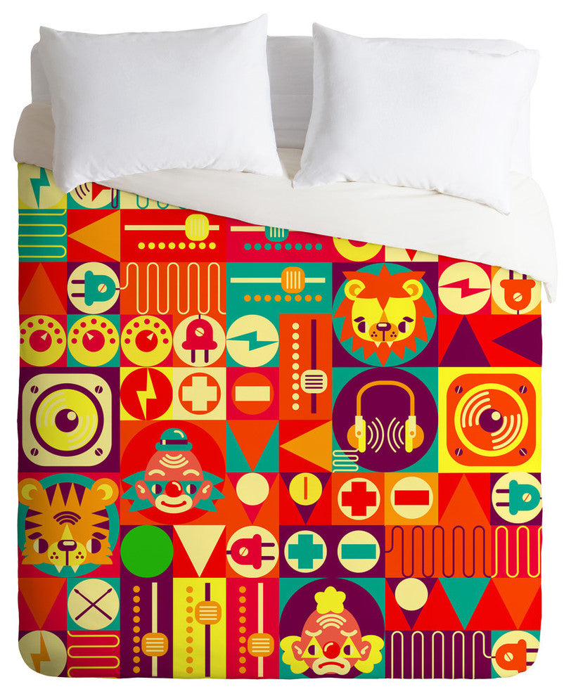Deny Designs Chobopop Electro Circus Duvet Cover - Lightweight