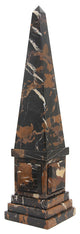 20" Plato Collection Black and Gold Marble Obelisk