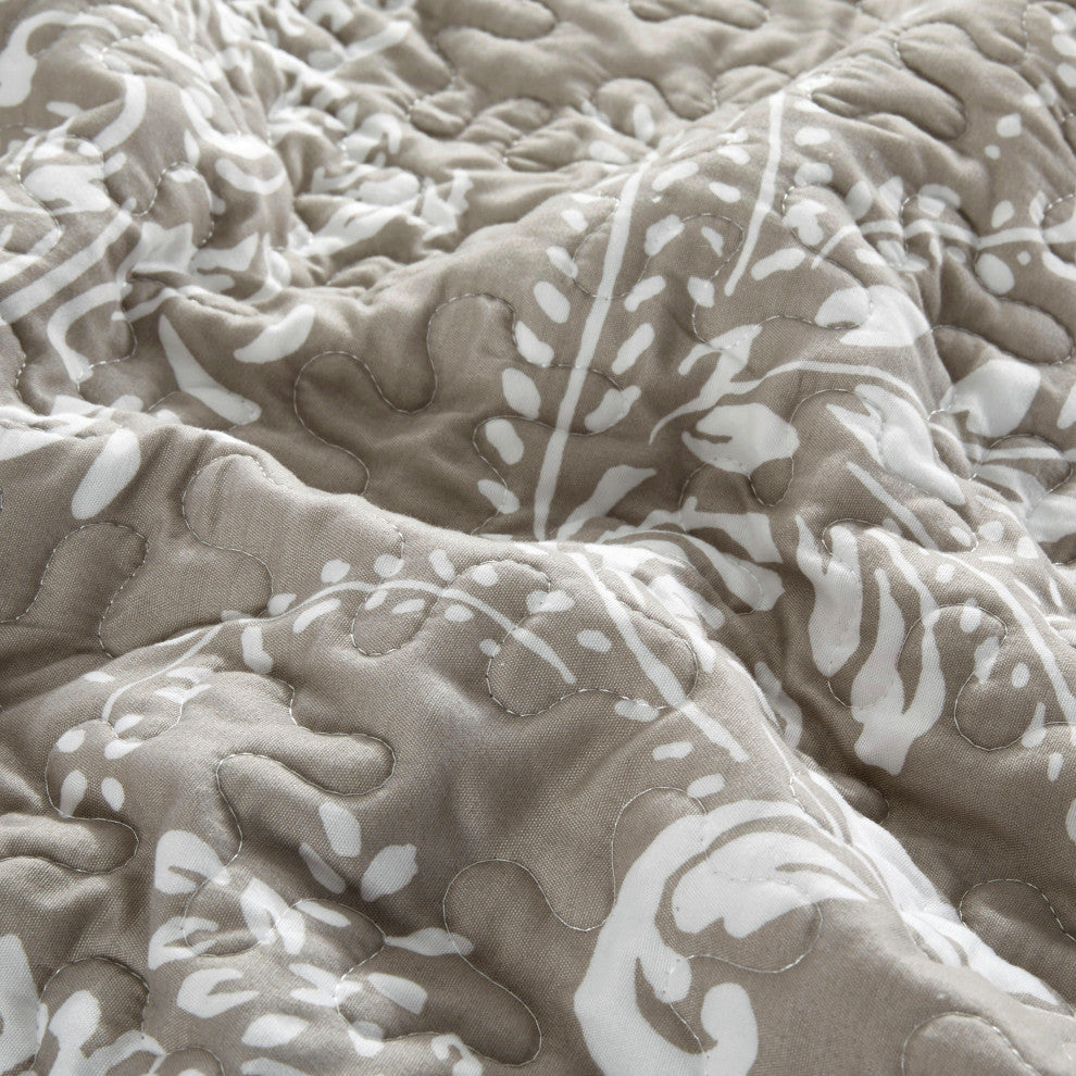 LA Boheme 5 Piece Printed Bed Spread Set, Taupe, Oversize King