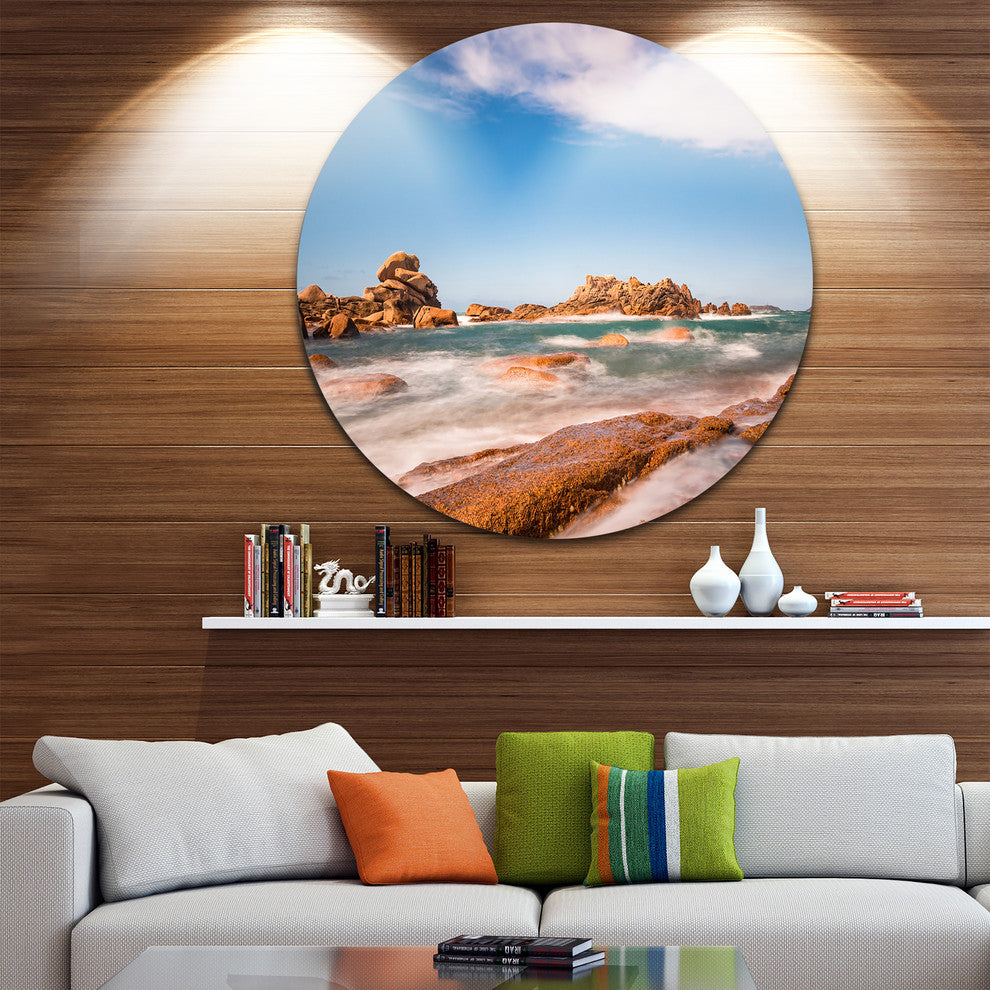 Atlantic Ocean Cost In Brittany, Photo Disc Metal Wall Art, 23"