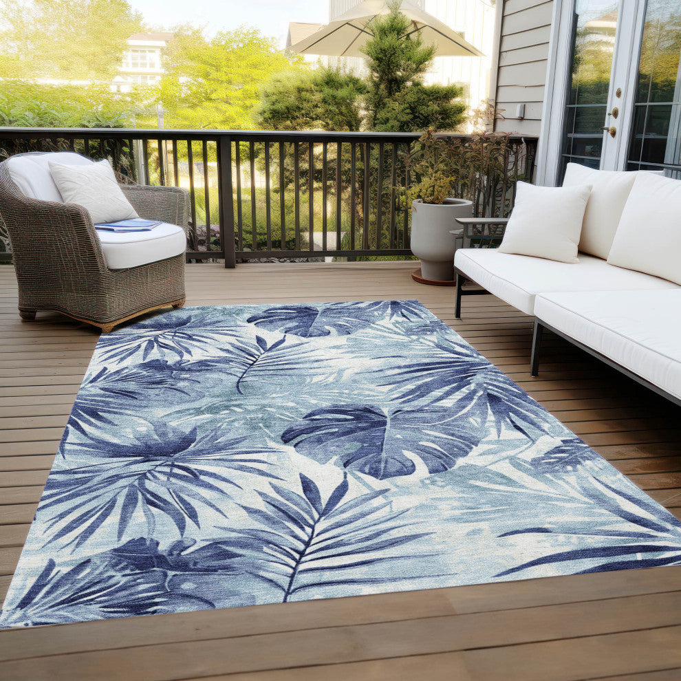 Machine Washable Indoor/Outdoor Chantille ACN1886 Blue 9' x 12' Rug